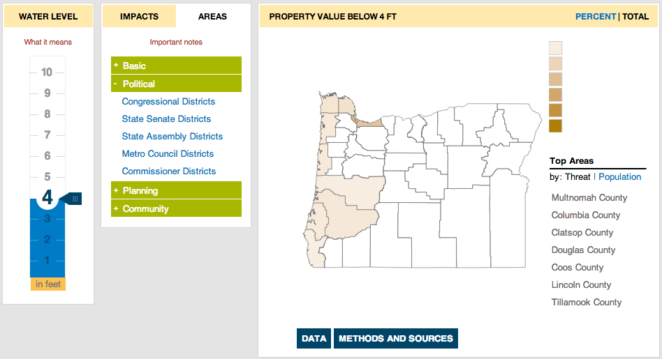 Oregon Surging Seas Sea level rise analysis by Climate Central