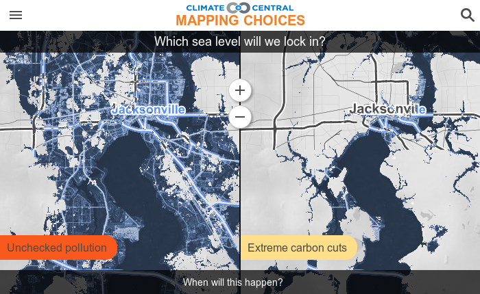 Sea Level Climate Central Mapping Choices' Launched To Visualize Carbon Choices | Surging Seas: Sea  Level Rise Analysis By Climate Central