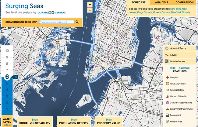 New York | Surging Seas: Sea level rise analysis by Climate Central